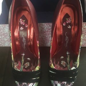 Burgundy Ed Hardy heels
